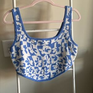 NWT American Eagle Blue and White Crop Top Size L